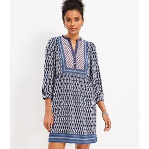 LOFT Blue and White Long Sleeve Dress